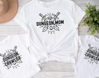 Matching DnD Mommy and Me Shirts, D&D Mom T Shirt, Nerdy Mom Gift, Mom and Baby Mother's Day Gift, Roleplay Gamer Shirt, RPG Fan D20 TShirt