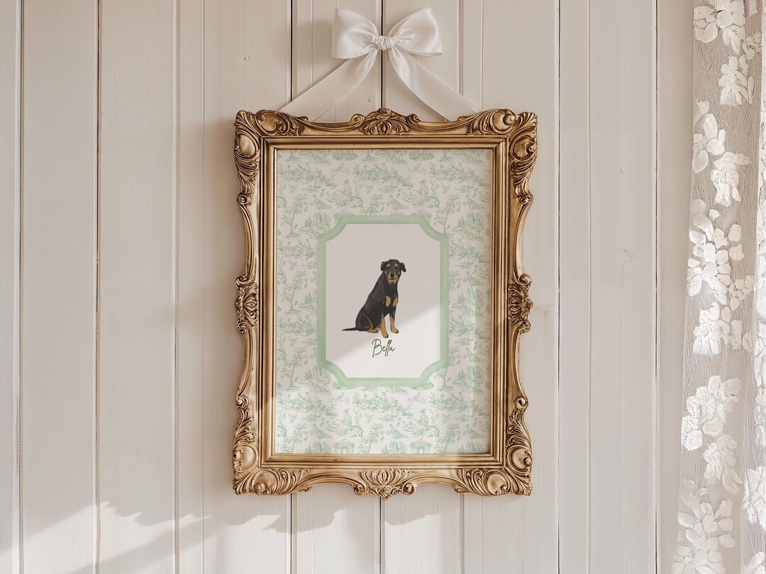 Personalized Rottweiler Dog Print Gifts, Custom Preppy Chinoiserie ...