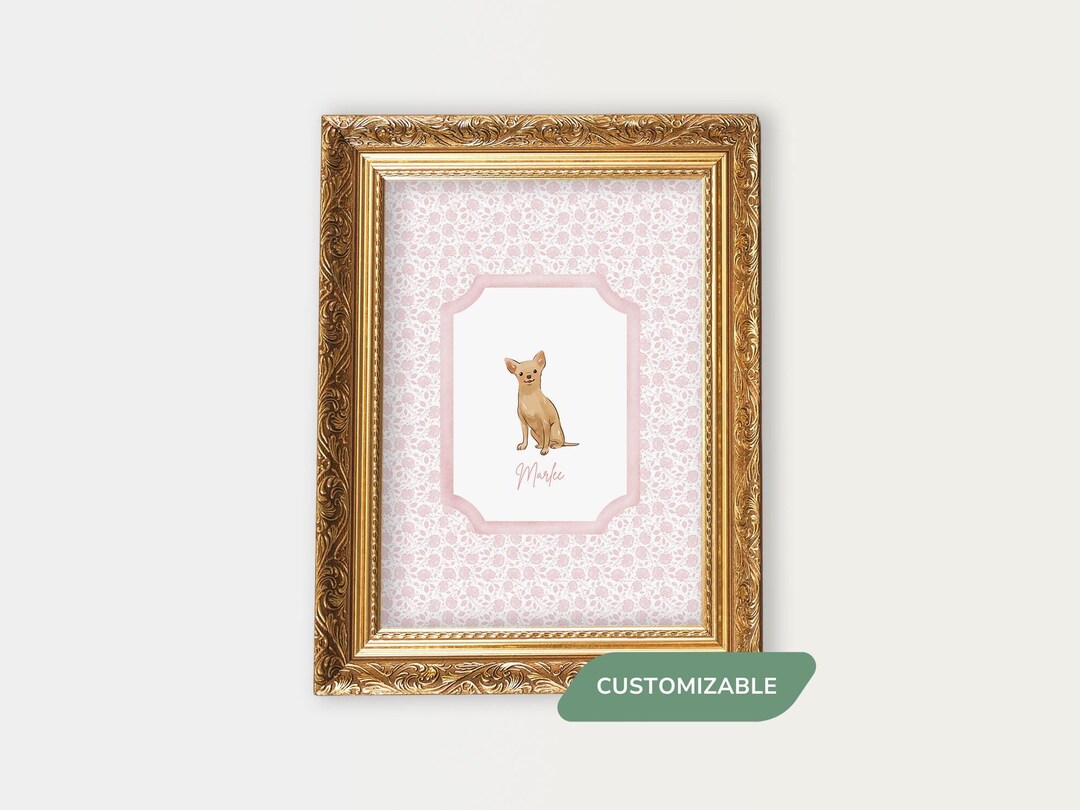 Chihuahua Dog Print Gifts, Personalized Pet Portrait for Nursery Wall ...