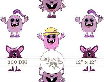 Modèle sans couture de monstre mignon, téléchargement numérique de monstre rose et violet, modèle d'Halloween pour enfants, fond de créature de dessin animé amusant