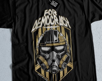 Camiseta HELLDIVERS, camiseta "For Democracy", ropa patriótica, prendas de juego, camiseta para jugadores geeks, poder de soldado, regalo de cumpleaños