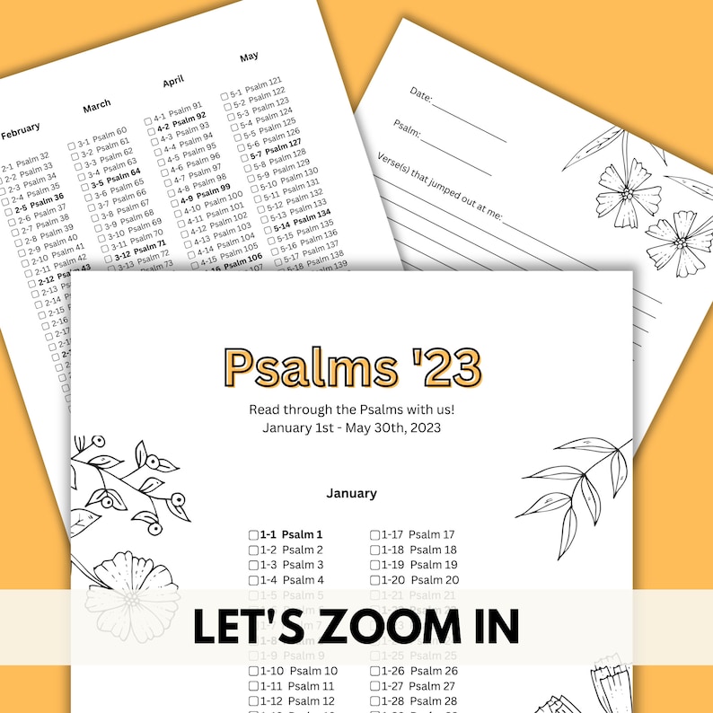 Psalms Bible Reading Plan, Checklist, &amp; Coloring Pages - Etsy