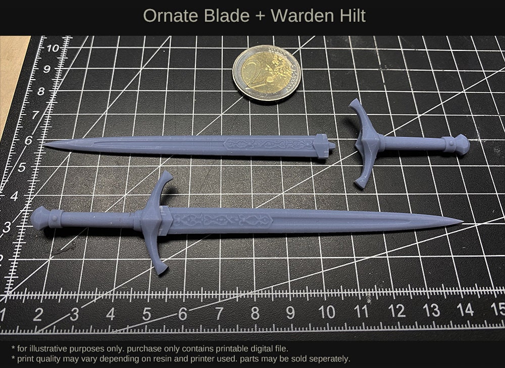 Ornate Sword - Set Sword Blade + Sword Hilt - 3D File Pre Supported and ...