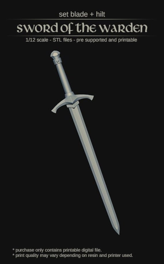Warden Sword - Set Sword Blade + Sword Hilt - 3D File Pre