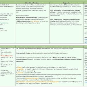 May include: A green and white chart with the title "Gastrointestinal 17%" and the heading "About". The chart contains information about intestinal obstruction, obesity, and gastric bypass surgery. The chart also includes information about the clinical manifestations, diagnostics, and management of these conditions.