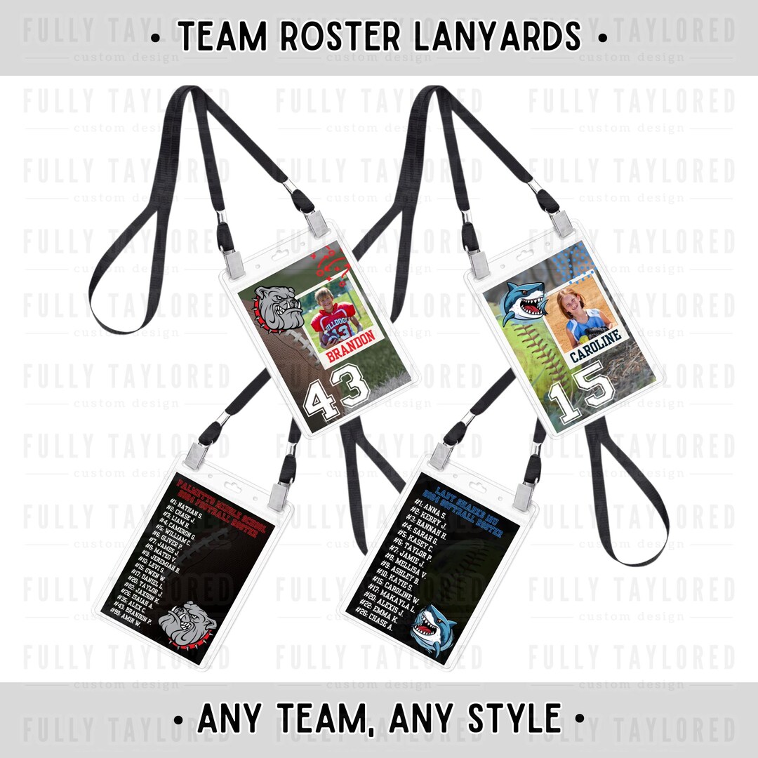 Custom Team Roster Lanyard | Sports Card | Tag | Keychain | Editable ...