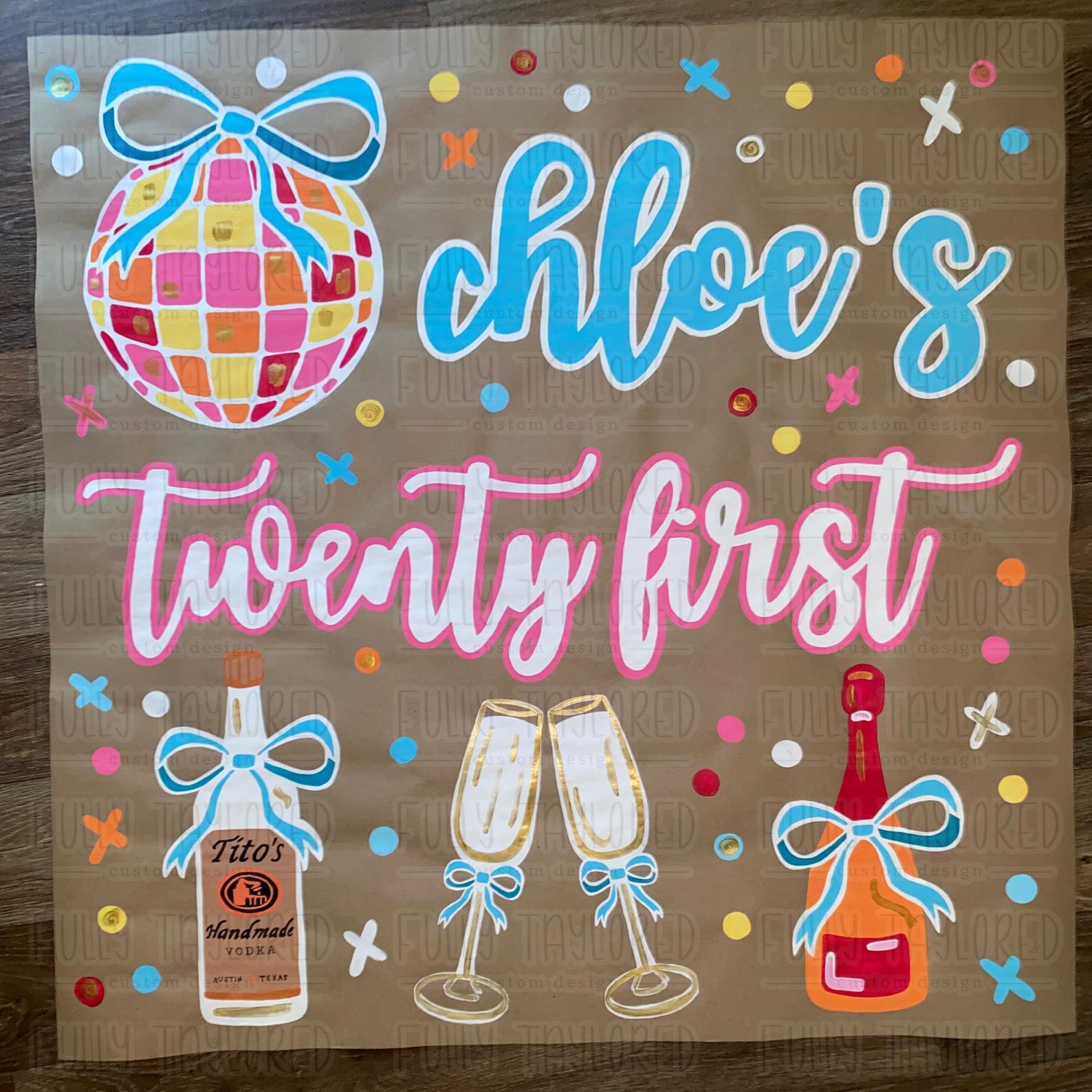 Twenty First Banner Custom Painted Banner | Twenty First Birthday | 21 | Disco | Bow ...