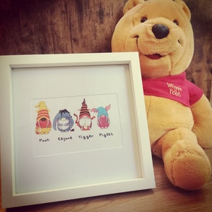 Winnie the Pooh Print - Gnome Gonks - Handmade Gift - Digital Print