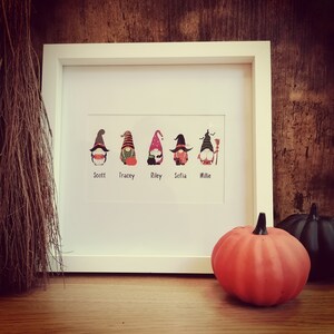 Personalised Print - Hallowe&#39;en Gonks - Halloween Family Print - Custom Print - Handmade Gift