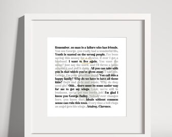 It's A Wonderful Life Movie Quotes Print - Christmas Print - Digital Print - Custom Print - Handmade Gift - Festive - Christmas Gift