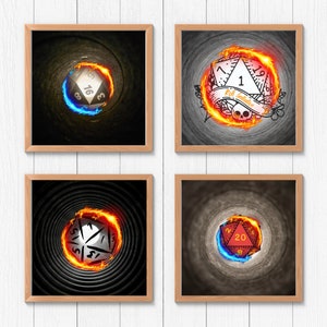 D20 Dragons Prints Bundle - Dungeons & Dragons - 4 DnD Prints - Digital Print - Custom Print - Handmade Gift - TTRPG Print - DnD Frame