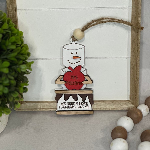 Customized Teacher Christmas Ornament, Teacher appreciation , Christmas gift, Snowman s’mores