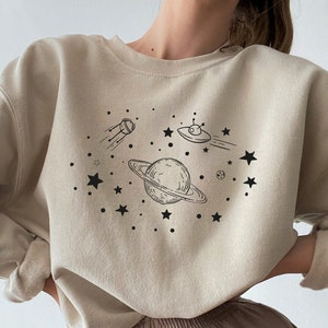 Space Sweatshirtplanets Shirtcrescent Moon Sweater Star - Etsy