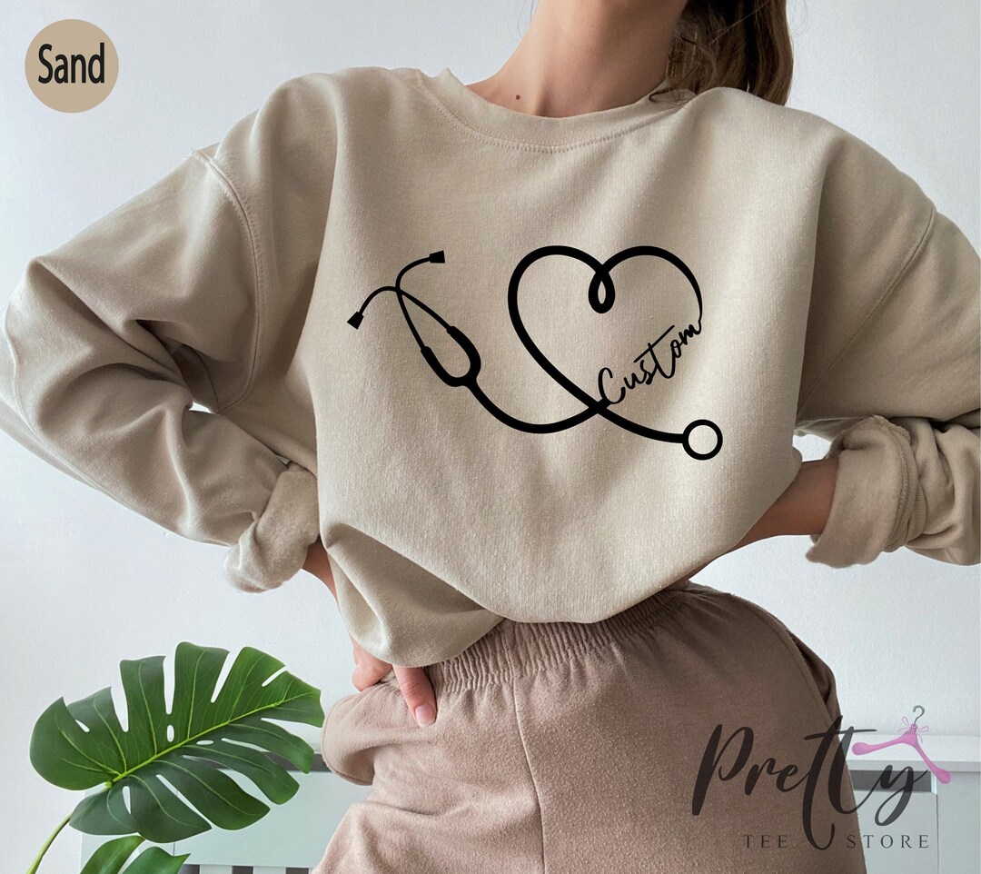 Custom Stethoscope Sweatshirt, Custom Name Nurse Hoodie, Gift for
