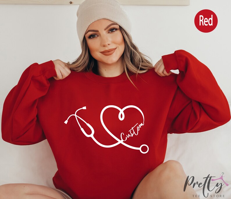 Custom Stethoscope Sweatshirt Custom Name Nurse Hoodie Gift Etsy
