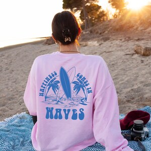 Happiness Comes in Waves Hoodie, Women's Beach Shirt, Aesthetic ...
