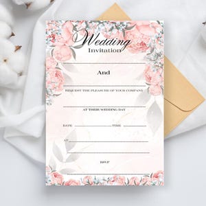 Hochzeitseinladungen , blanko Hochzeitseinladungen , Blush.peonies , blanko Hochzeitseinladungen zum selber drucken
