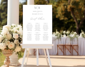 Classic Wedding Seating Chart Template, Elegant Wedding Seating Plan Sign, Traditional, Printable, Editable, Templett INSTANT Download,