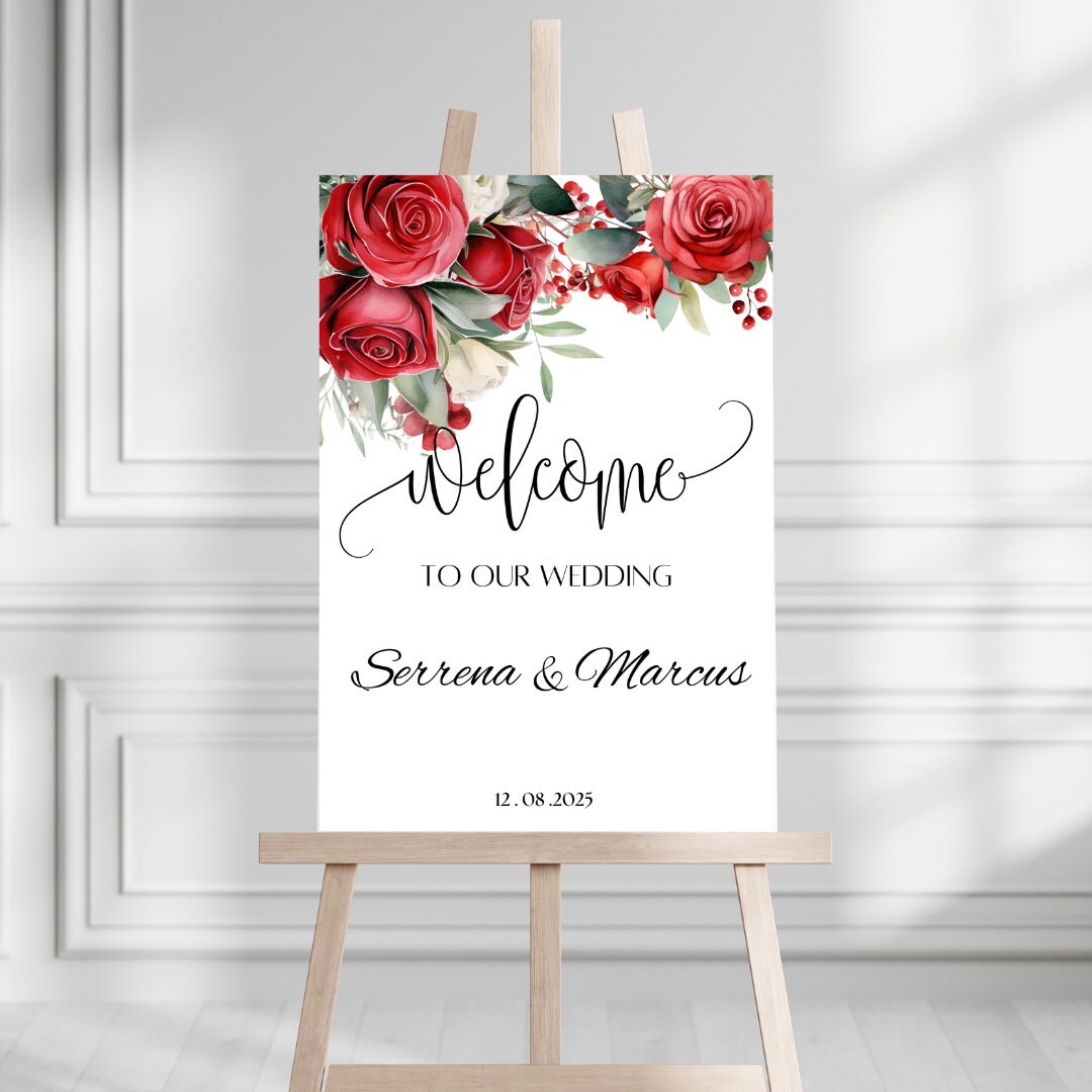 Red Rose, Wedding Sign Template, Custom Sign Template, Printable Signs ...