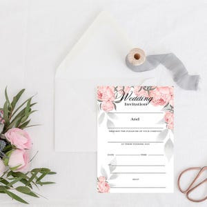 Schöne Pfingstrose Blumenhochzeitseinladung Schreiben Sie Ihre eigene leere Hochzeitseinladung
