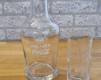 Rare Vintage Bacardi Coke glass and Bacardi & Coca Cola pitcher.