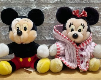 Peluches vintage de Mickey y Minnie Mouse. Peluches de Disney.