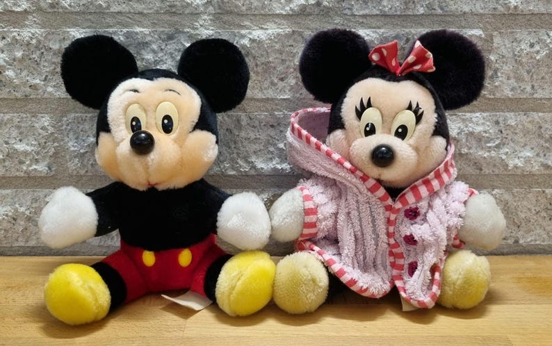 Vintage Mickey and Minnie Mouse plush toys. Disney plush toys. image 1