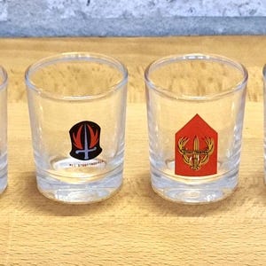 Vintage Dutch Military Shot Glass Set of 6 – Regiment Stootstromen – Presentation Box
