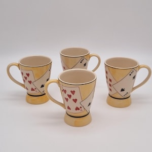 4 Vintage  mugs with playing cards / poker motiv