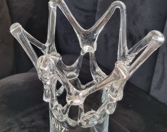 DutZ Glass Crown Vase – Modern Handblown Art Glass Vase – Sculptural Design