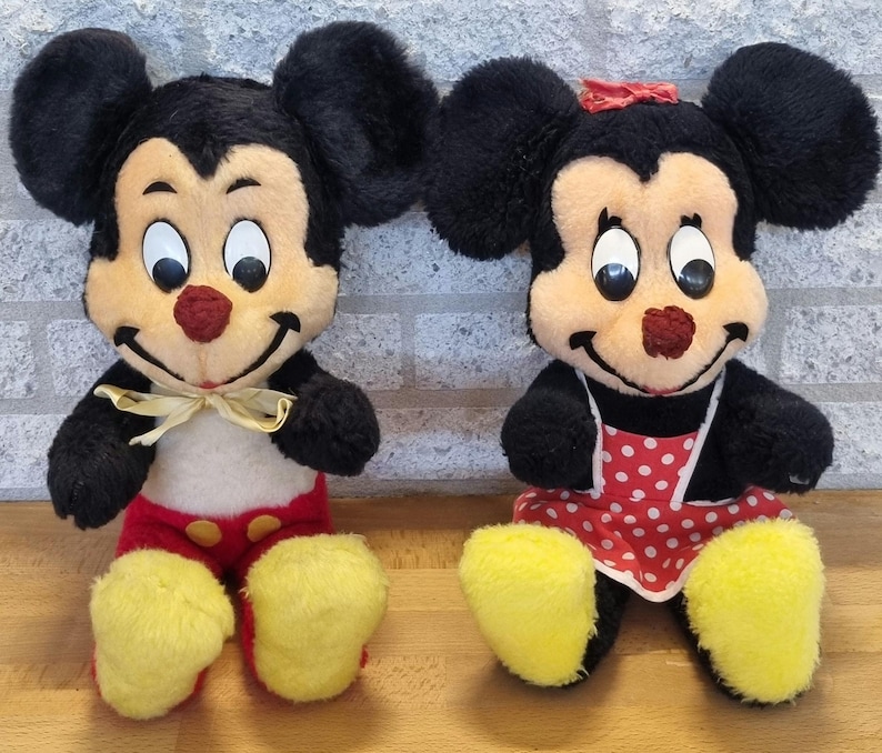 Vintage Mickey & Minnie Mouse Plush Set – California Stuffed Toys Los Angeles – 1978–1983 – Made in USA – Disney Collectible Pair image 1