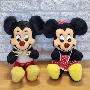2x Vintage Walt Disney Mickey and Minnie Mouse cuddly toy Plush
