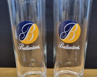 2 Vintage Ballantine's Whiskey long drink glasses.