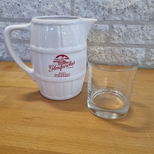 Glenfarclas set whiskey jug / pitcher and glass.