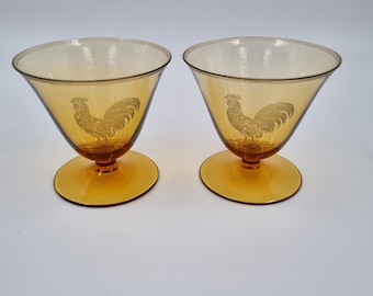 2 Vintage amber colored glasses.