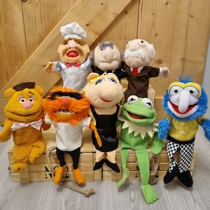 8 Muppet Show hand puppet set of Muppets. Complete Albert Heijn collection.