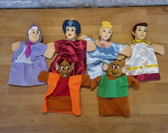 6 Handpuppen Disneys Aschenputtel, ungeöffnetes Komplettset.