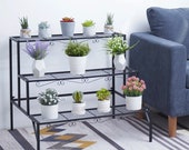 3 Tier Plant Stand Outdoor Metal Stands for Multiple Plants Ladder Potted Indoor Shelf Holder Rack