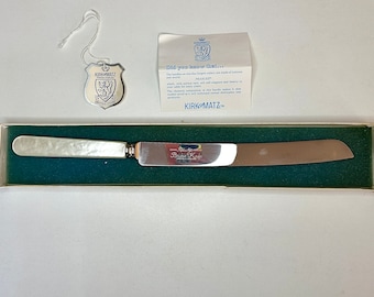 Vintage Kirk & Matz Sheffield Bridal Knife with Mother of Pearl Handle in Original Box/Vintage MCM Bridal Cake Knife/Vintage Wedding