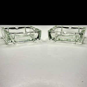 Beautiful Vintage MCM Set of Two Clear Crystal Ashtrays/Vintage Ashtrays/MCM Ashtrays