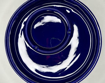 Vintage Royal Haeger Blue Ceramic Double Circle Ashtray/Vintage Royal Haeger 2084 Double Ashtray/Vintage Ashtray