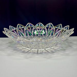 Vintage Federal Glass Iridescent Bowl | Sunburst Pattern | Carnival Glass Look | Vintage Serving Dish