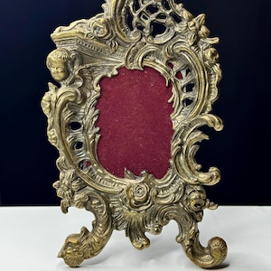 Antique Italian Rococo Bronze Easel Frame – Ornate Baroque Gilded Picture Frame/Vintage Frame