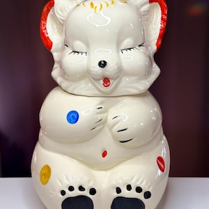 Vintage Ceramic Polka Dot Bear Cookie Jar/Rare Vintage Bisque Polka Dot Bear Cookie Jar/Vintage Rare Cookie Jar