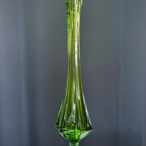 Vintage 24” Viking Glass Vase – Epic Green Swung Glass Pedestal Vase – Mid-Century Modern Elegance/Viking Swung Vase image 4