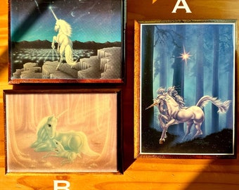 Your Choice of Vintage Unicorn Wood Resin Plaques/Vintage Unicorn Decor/Sue Daws/Andy Mack
