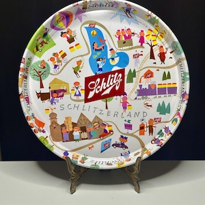 Vintage Schlitz Beer Tray – “Schlitzerland” Metal Serving Tray/Vintage Schlitz Bar Decor