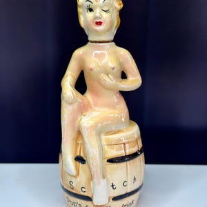 Vintage Pin-Up Girl Scotch Decanter – “Pop’s Favorite Drink” – Risqué Barware Collectible