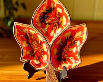 陶器製人形 3体セット　Vintage Rare Charmcraft Vintage 1962 Treasure Craft Three Bowl Divided Leaf Dish/vintage