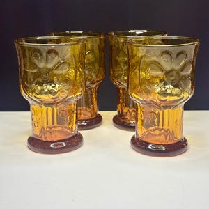 Set of Four Vintage Libbey “Country Garden” Daisy Glasses/Vintage Glassware/Vintage Libbey Glasses